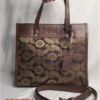 Tote Bag Kulit Kombinasi Tenun