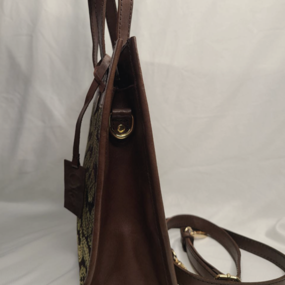 Tote Bag Kulit Kombinasi Tenun