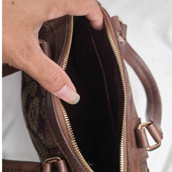 Tas Kulit Wanita Kombinasi Songket