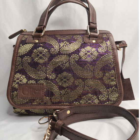 Tas Kulit Wanita Kombinasi Songket