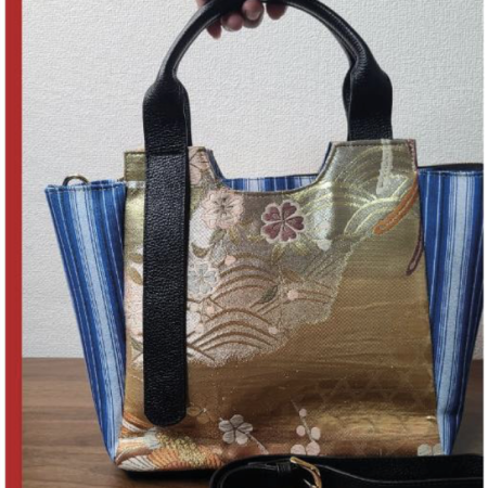 IKIOBI BAG - Japanese Obi & Sulawesi Handwoven Fabric