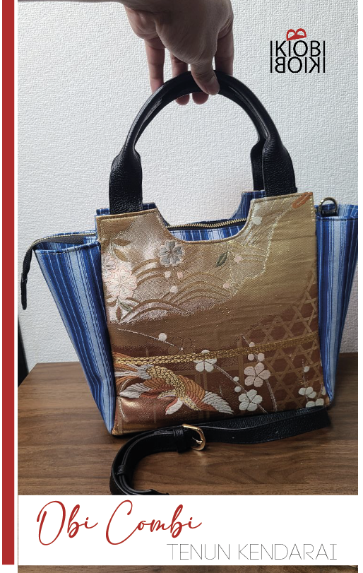 IKIOBI BAG - Japanese Obi & Sulawesi Handwoven Fabric