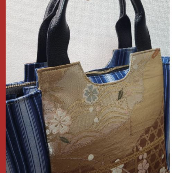 IKIOBI BAG - Japanese Obi & Sulawesi Handwoven Fabric